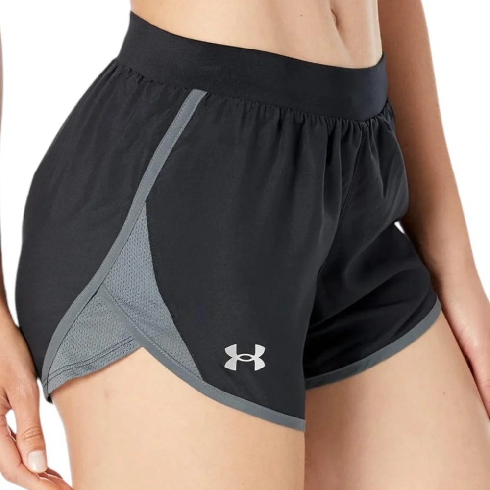 Under Armour Fly By 2.0 Heat Gear Black & Gray Lined Running Shorts S/M